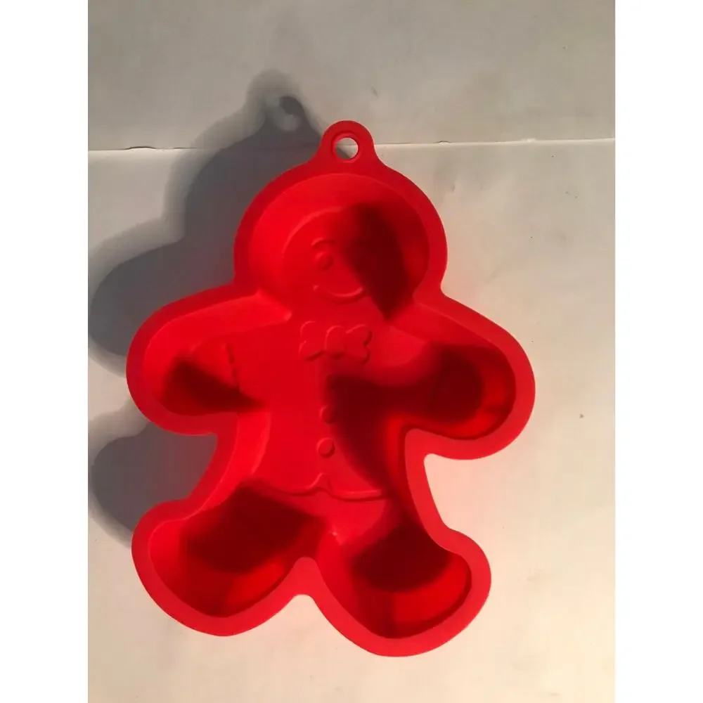 Red Gingerbread Man Silicone Baking Pan Holiday Xmas Christmas Winter Seasonal